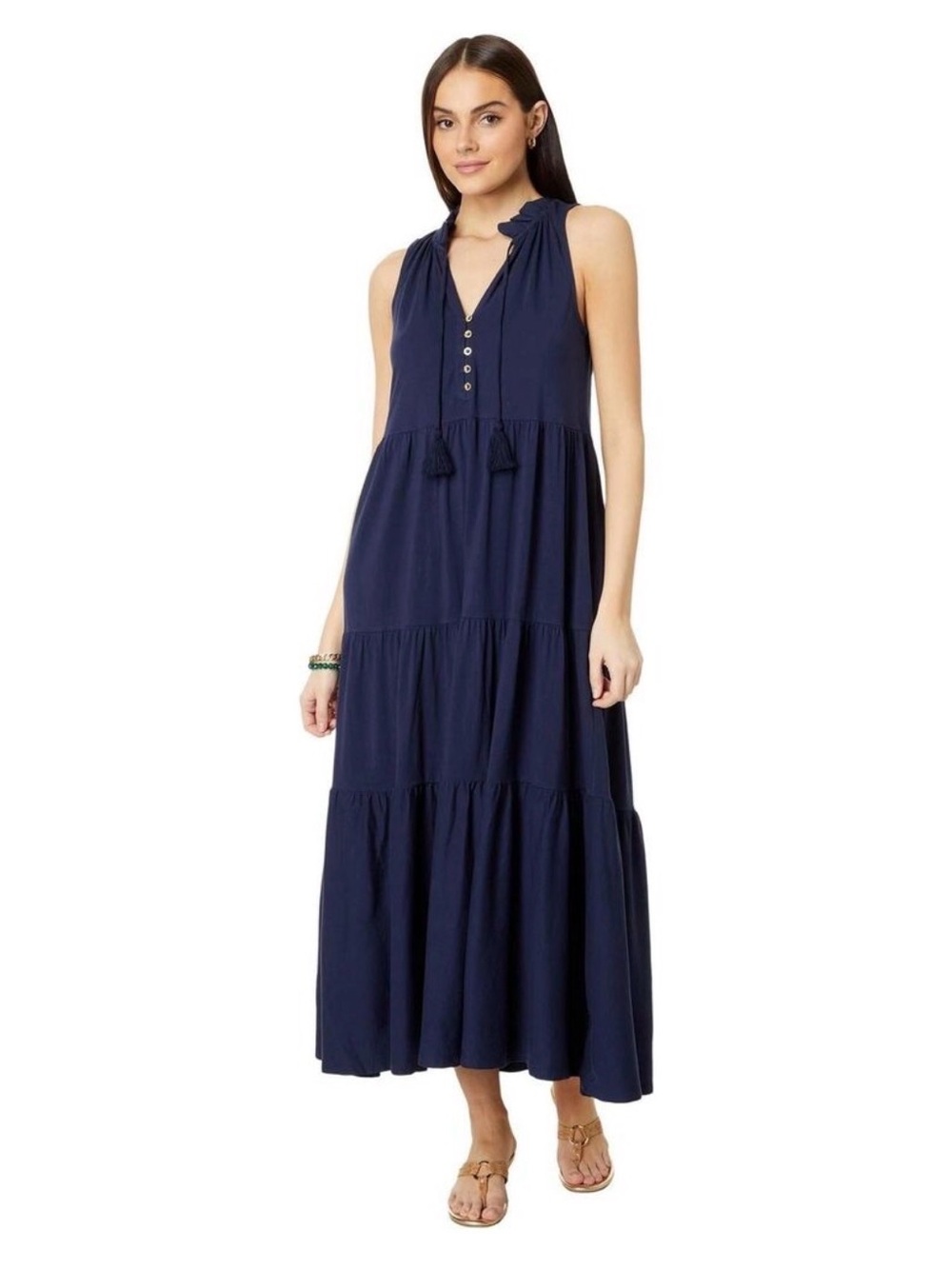 NWT Lilly Pulitzer Womens Malone Maxi Dress True Navy L